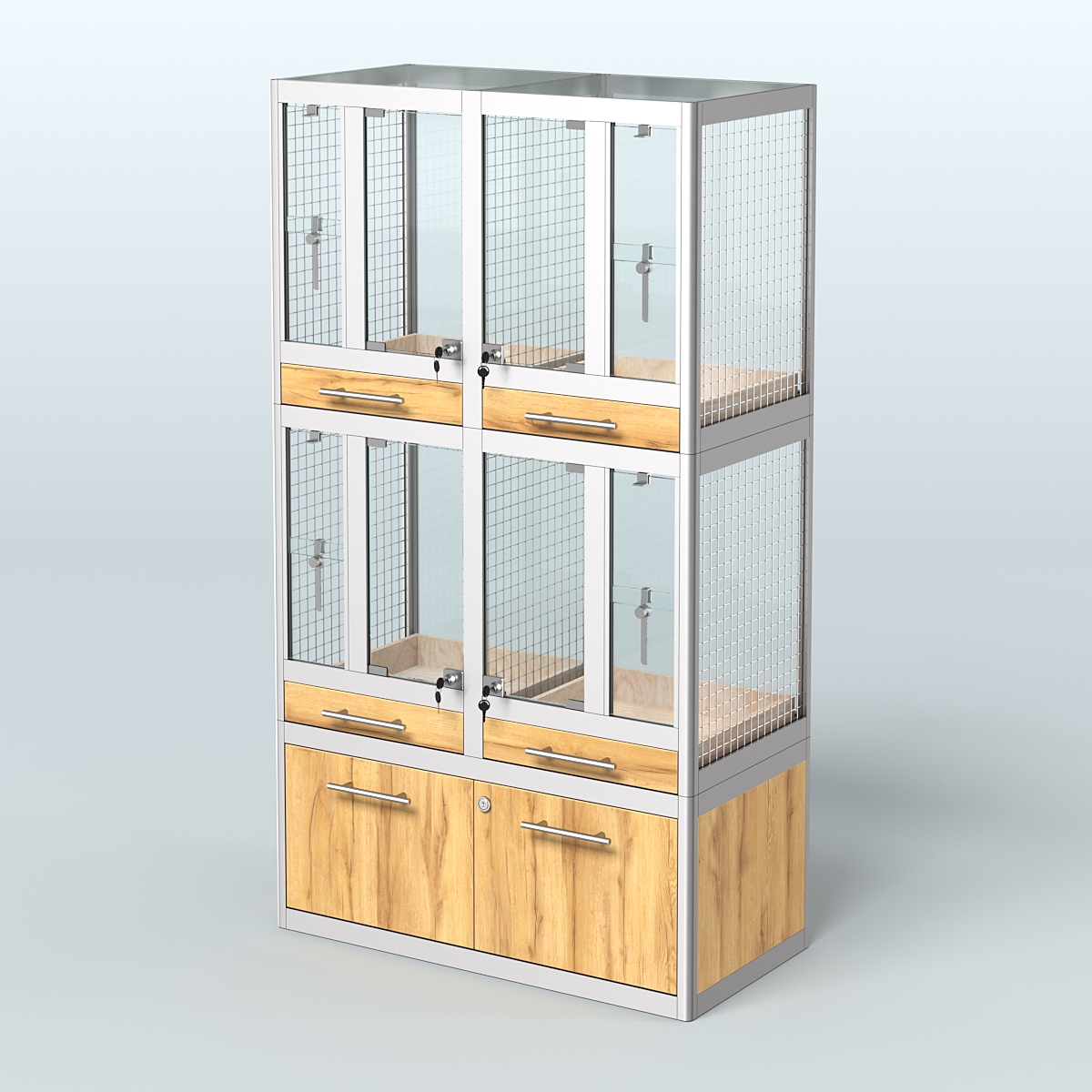Витрина малая для продажи птиц в зоомагазин серии ЖАКО-02 Дуб Золотистый