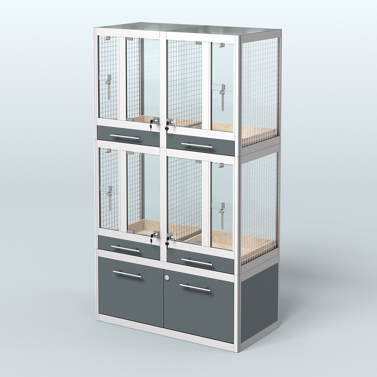 Витрина малая для продажи птиц в зоомагазин серии ЖАКО-02 Темно-Серый