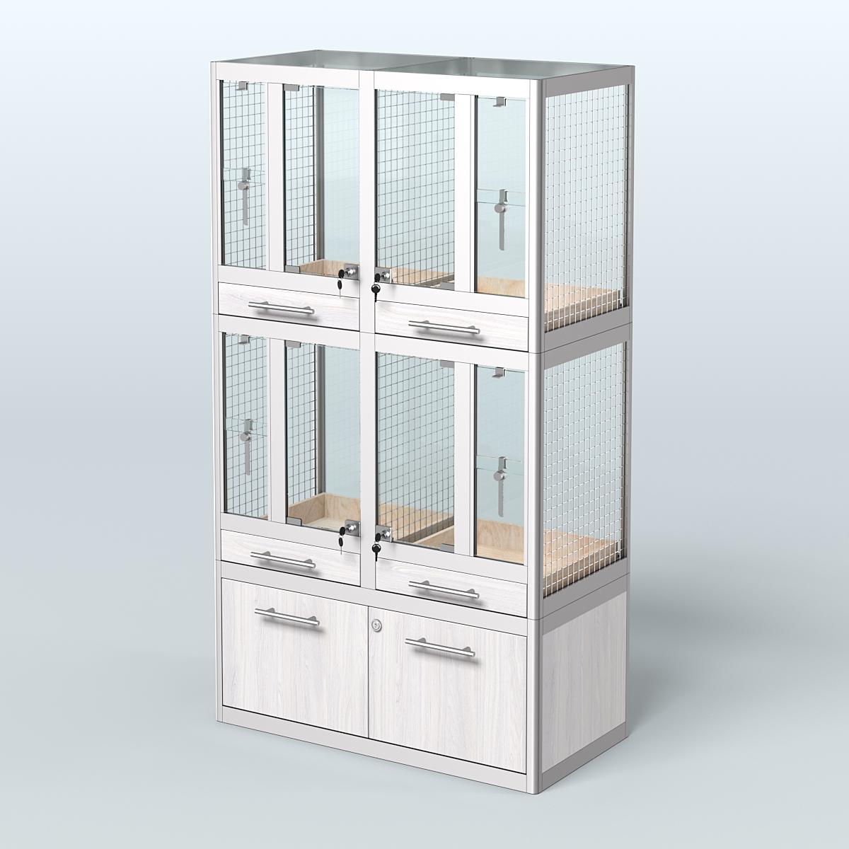 Витрина малая для продажи птиц в зоомагазин серии ЖАКО-02 Ясень Анкор светлый