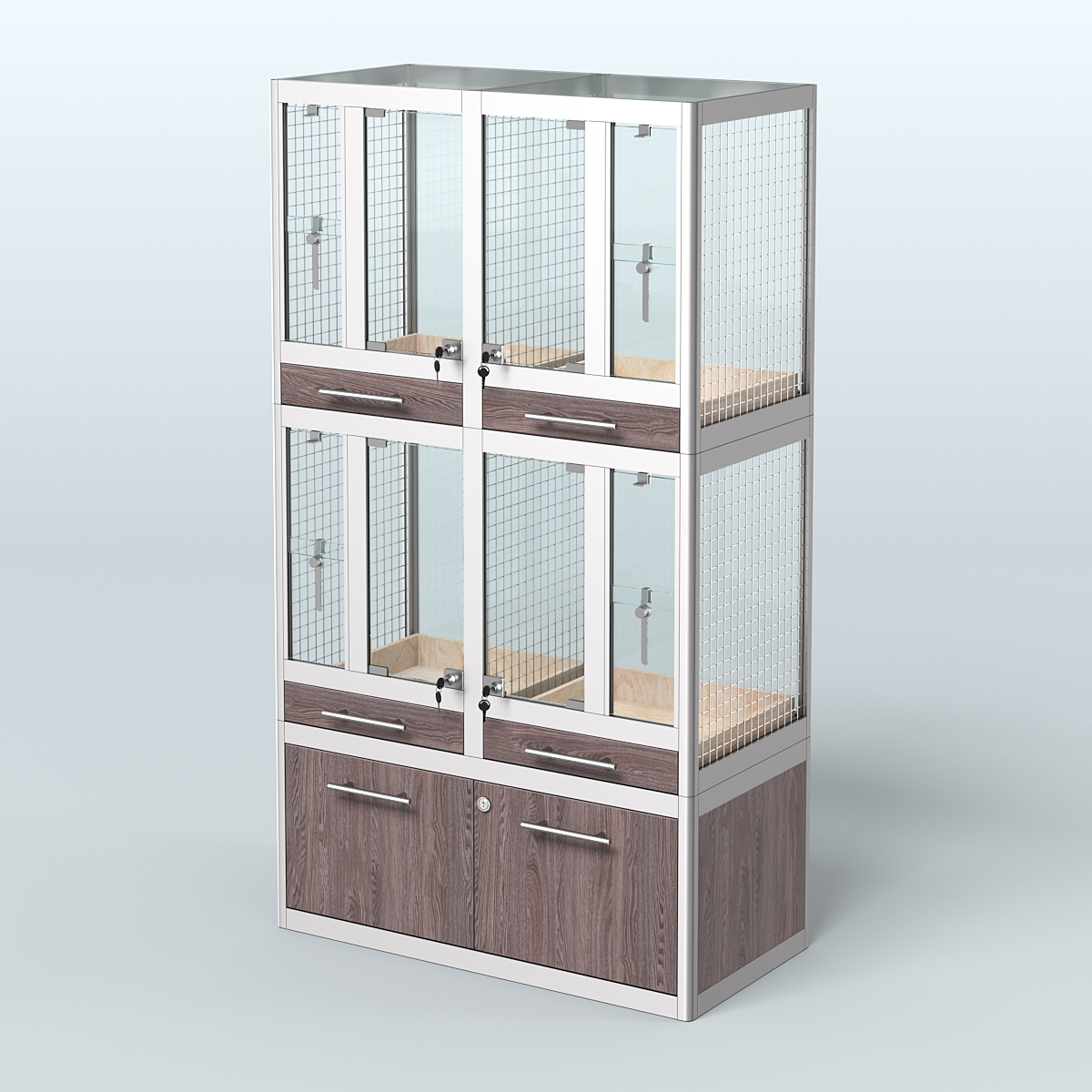 Витрина малая для продажи птиц в зоомагазин серии ЖАКО-02 Ясень Анкор темный