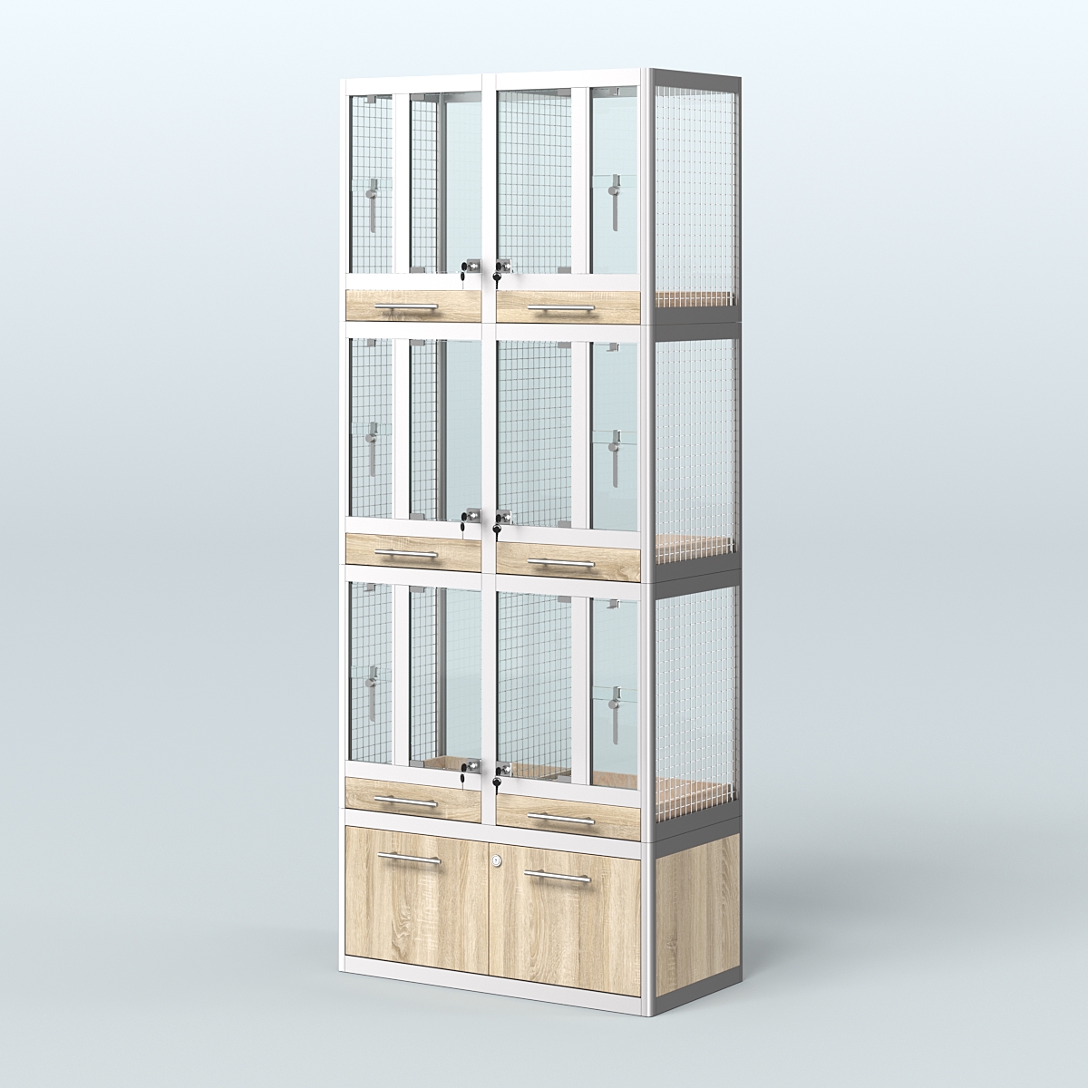 Витрина средняя для продажи птиц в зоомагазин серии ЖАКО-03 Дуб сонома