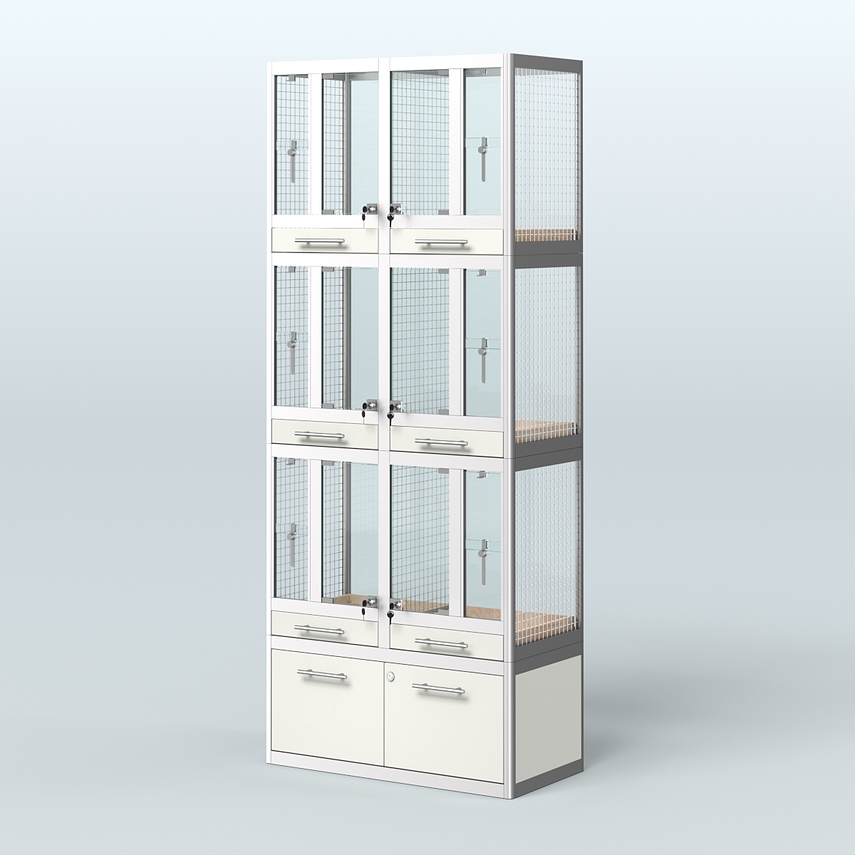 Витрина средняя для продажи птиц в зоомагазин серии ЖАКО-03 Белый