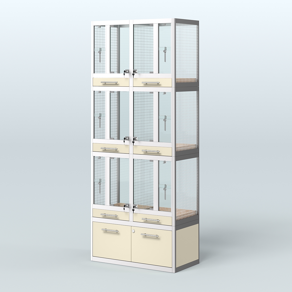 Витрина средняя для продажи птиц в зоомагазин серии ЖАКО-03 Крем Вайс