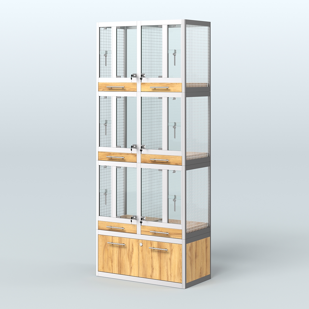 Витрина средняя для продажи птиц в зоомагазин серии ЖАКО-03 Дуб Золотистый