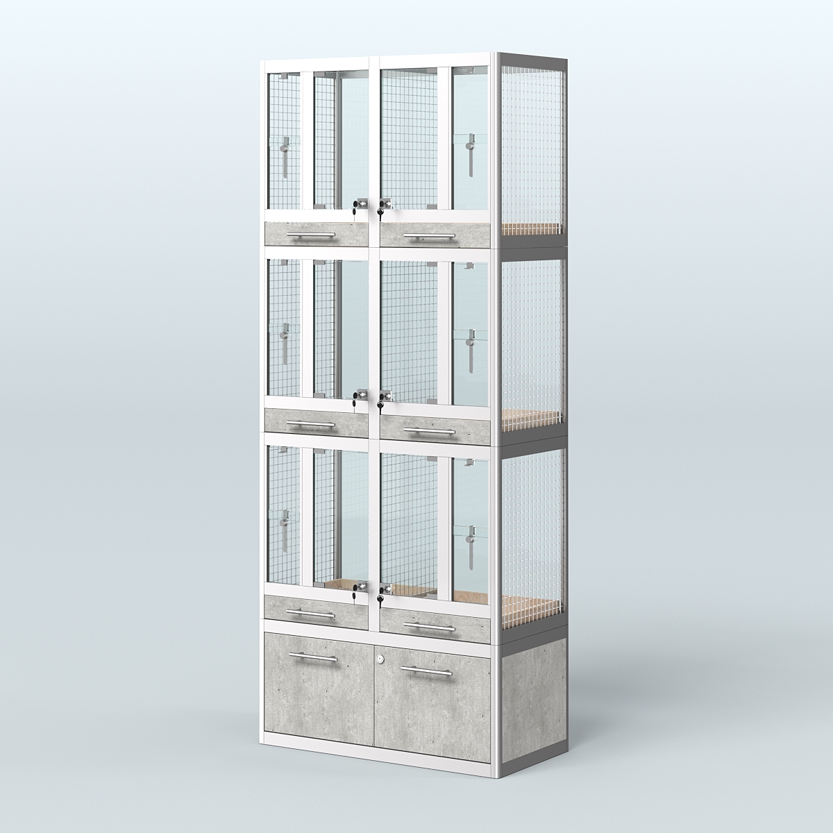 Витрина средняя для продажи птиц в зоомагазин серии ЖАКО-03 Метрополитан Грей