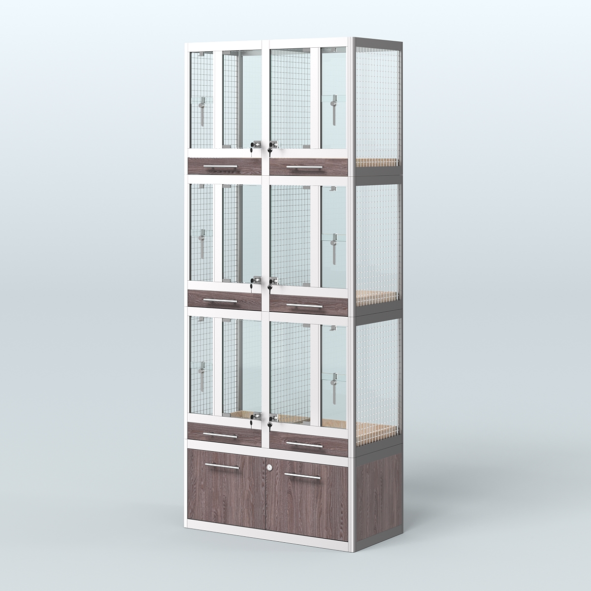 Витрина средняя для продажи птиц в зоомагазин серии ЖАКО-03 Ясень Анкор темный