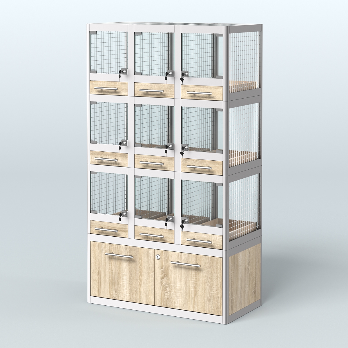 Витрина большая для продажи птиц в зоомагазин серии ЖАКО-04 Дуб сонома