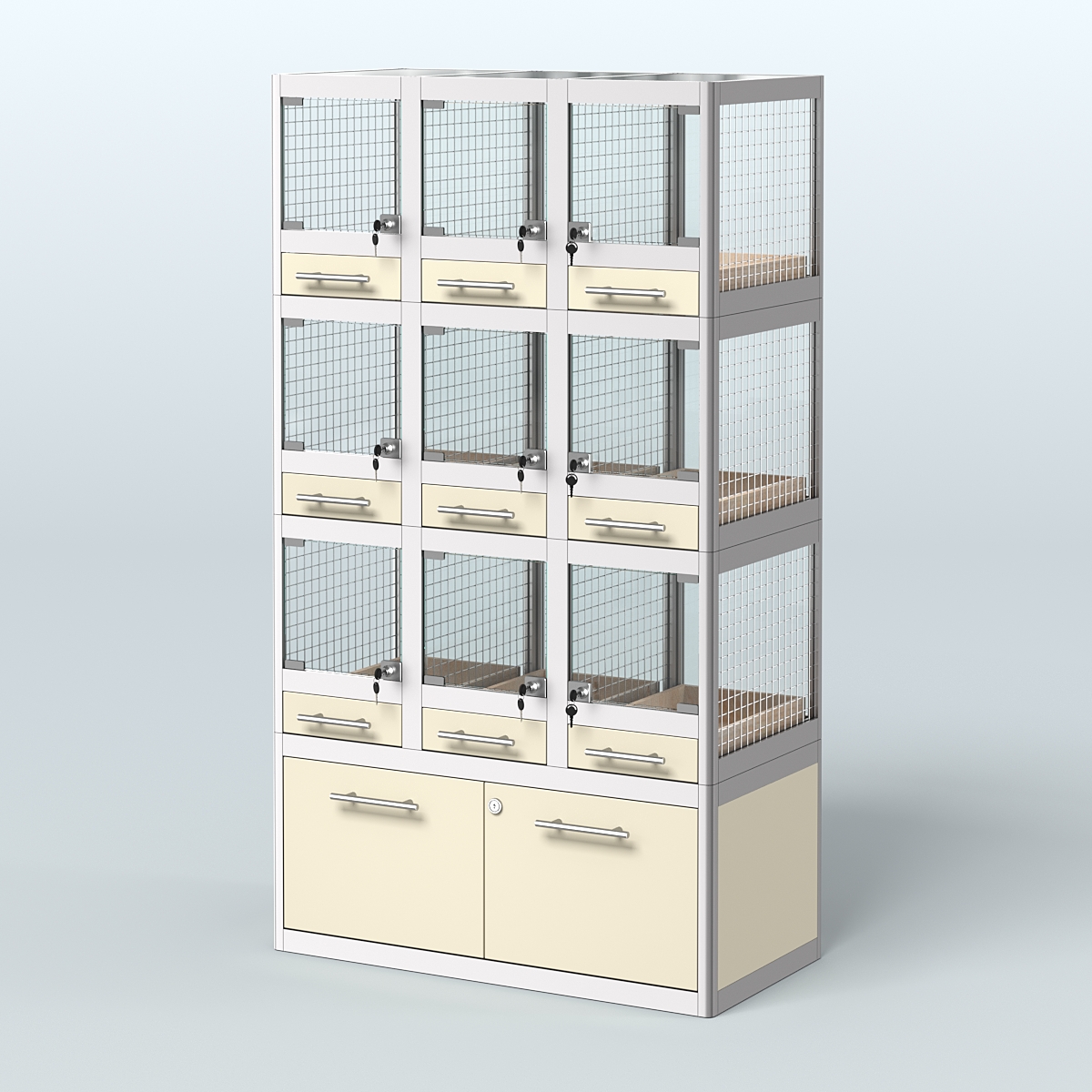Витрина большая для продажи птиц в зоомагазин серии ЖАКО-04 Крем Вайс