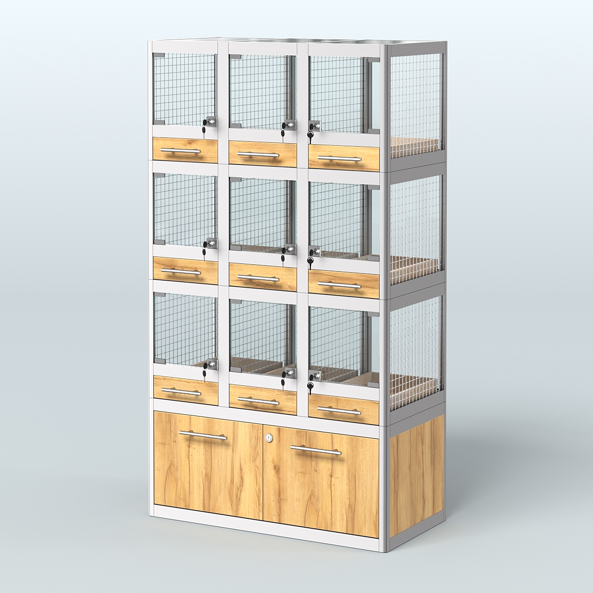 Витрина большая для продажи птиц в зоомагазин серии ЖАКО-04 Дуб Золотистый