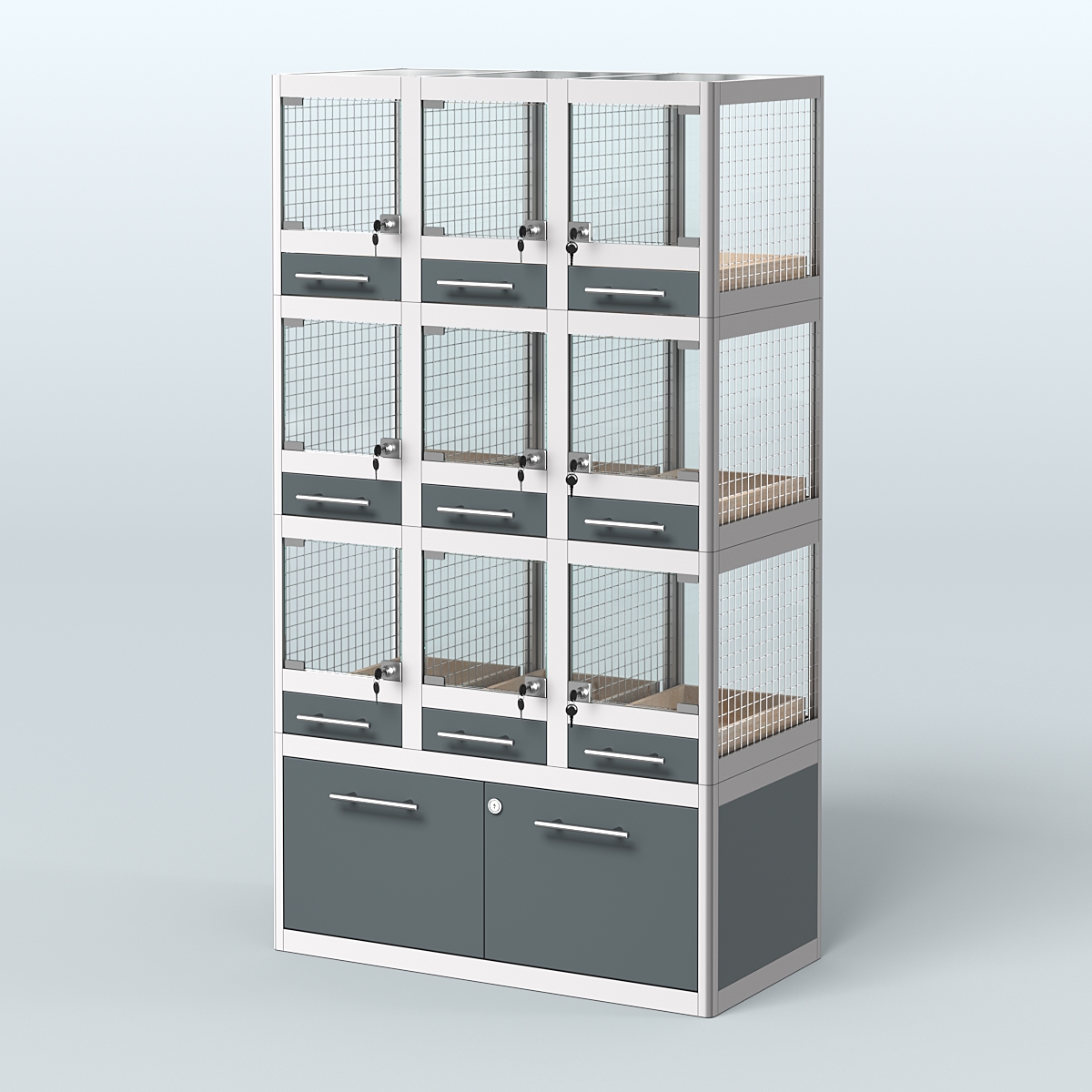 Витрина большая для продажи птиц в зоомагазин серии ЖАКО-04 Темно-Серый