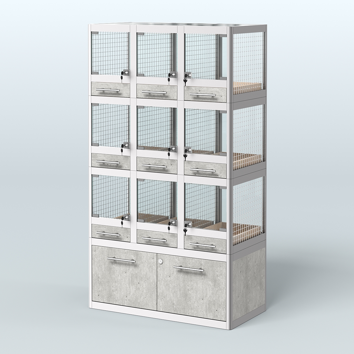 Витрина большая для продажи птиц в зоомагазин серии ЖАКО-04 Метрополитан Грей