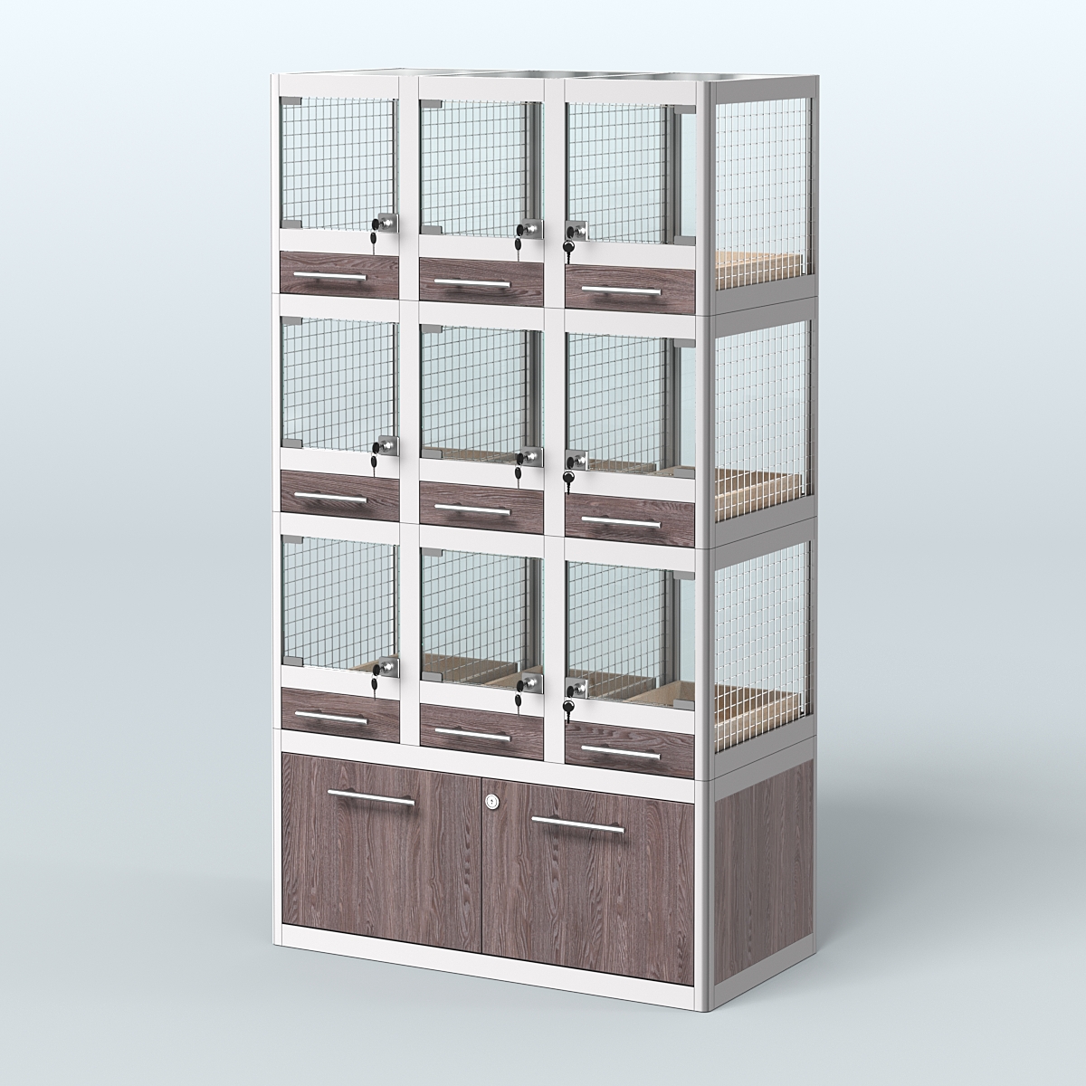 Витрина большая для продажи птиц в зоомагазин серии ЖАКО-04 Ясень Анкор темный