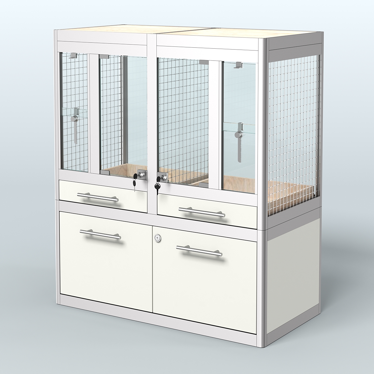 Витрина низкая с подсветкой для продажи птиц в зоомагазин серии ЖАКО-С-01 Белый