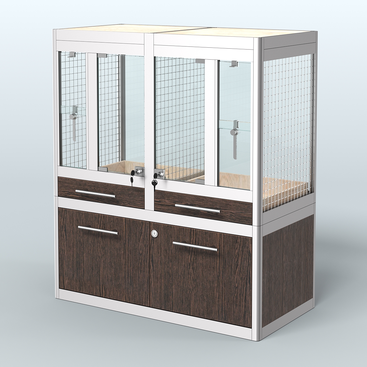 Витрина низкая с подсветкой для продажи птиц в зоомагазин серии ЖАКО-С-01 Дуб Венге