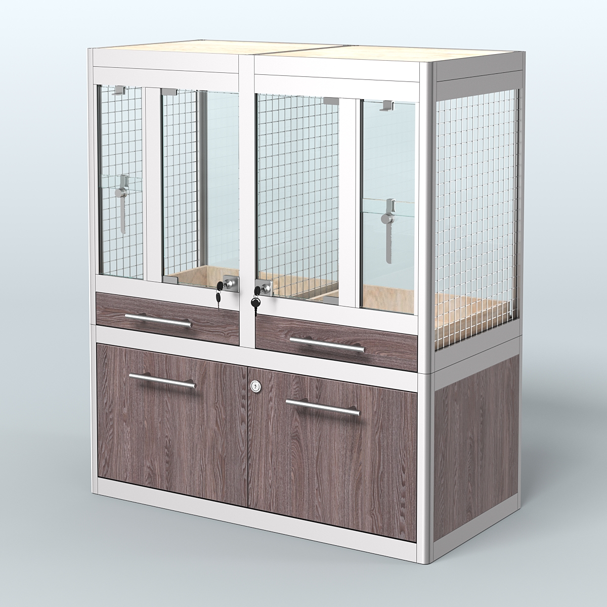 Витрина низкая с подсветкой для продажи птиц в зоомагазин серии ЖАКО-С-01 Ясень Анкор темный