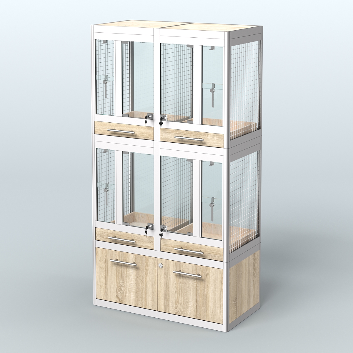 Витрина малая с подсветкой для продажи птиц в зоомагазин серии ЖАКО-С-02 Дуб сонома