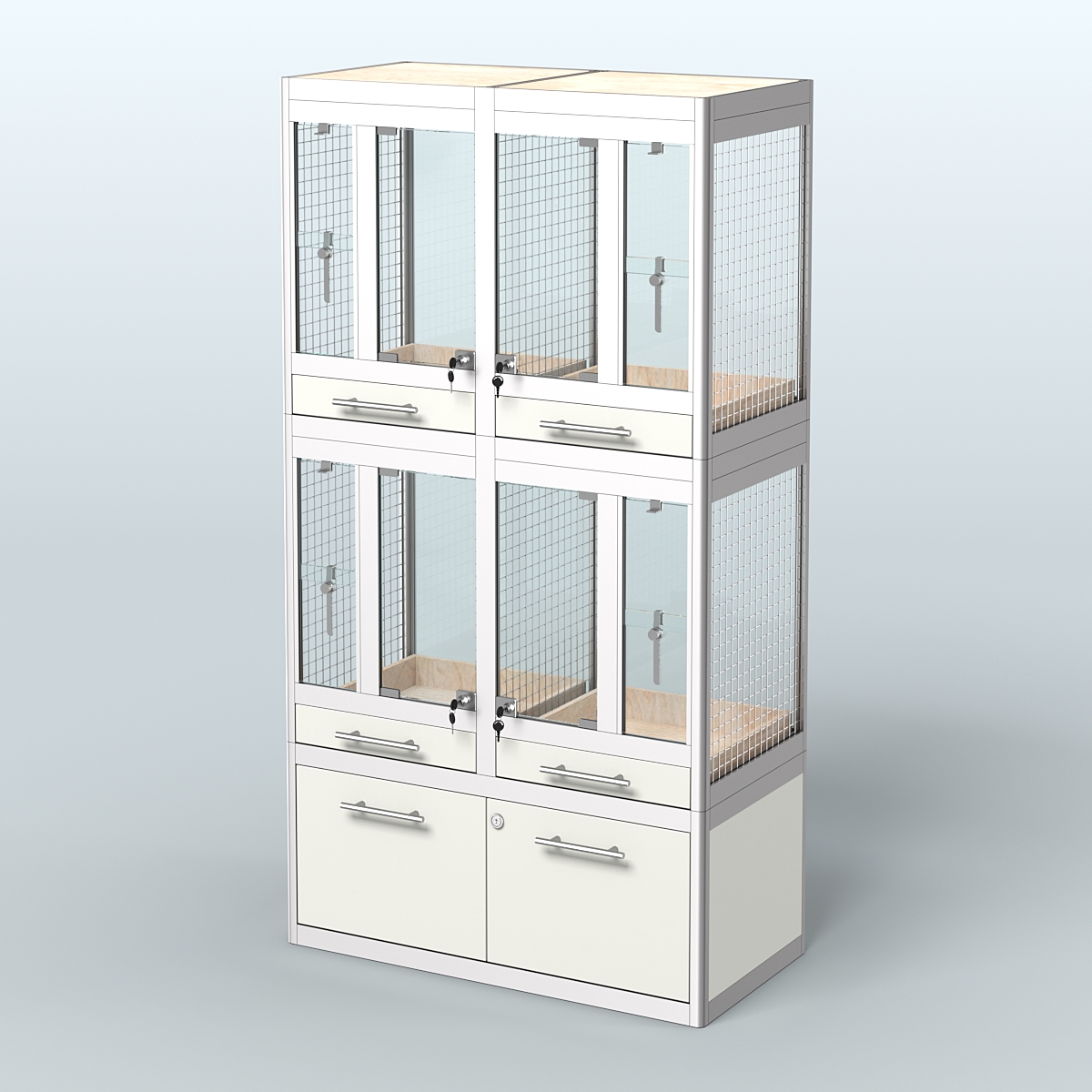 Витрина малая с подсветкой для продажи птиц в зоомагазин серии ЖАКО-С-02 Белый