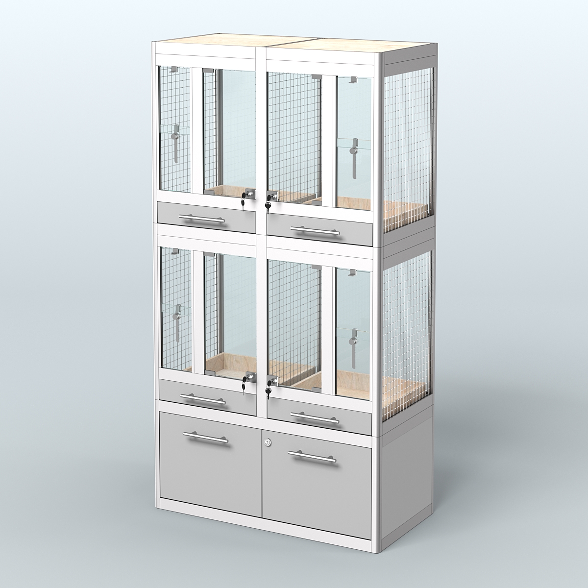 Витрина малая с подсветкой для продажи птиц в зоомагазин серии ЖАКО-С-02 Серый