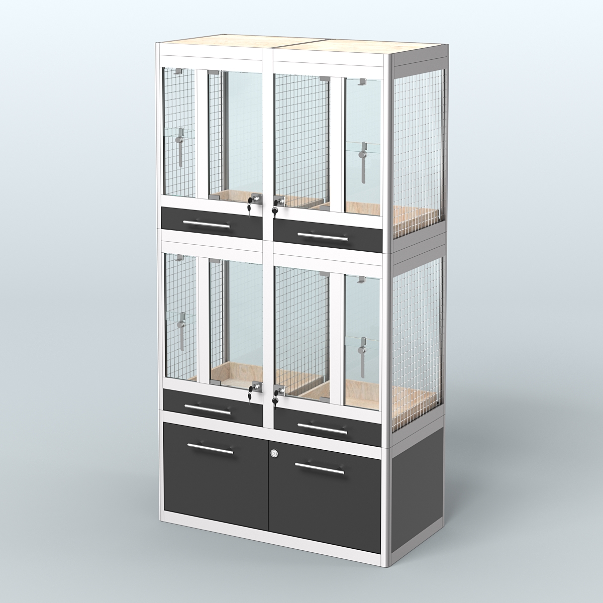 Витрина малая с подсветкой для продажи птиц в зоомагазин серии ЖАКО-С-02 Черный