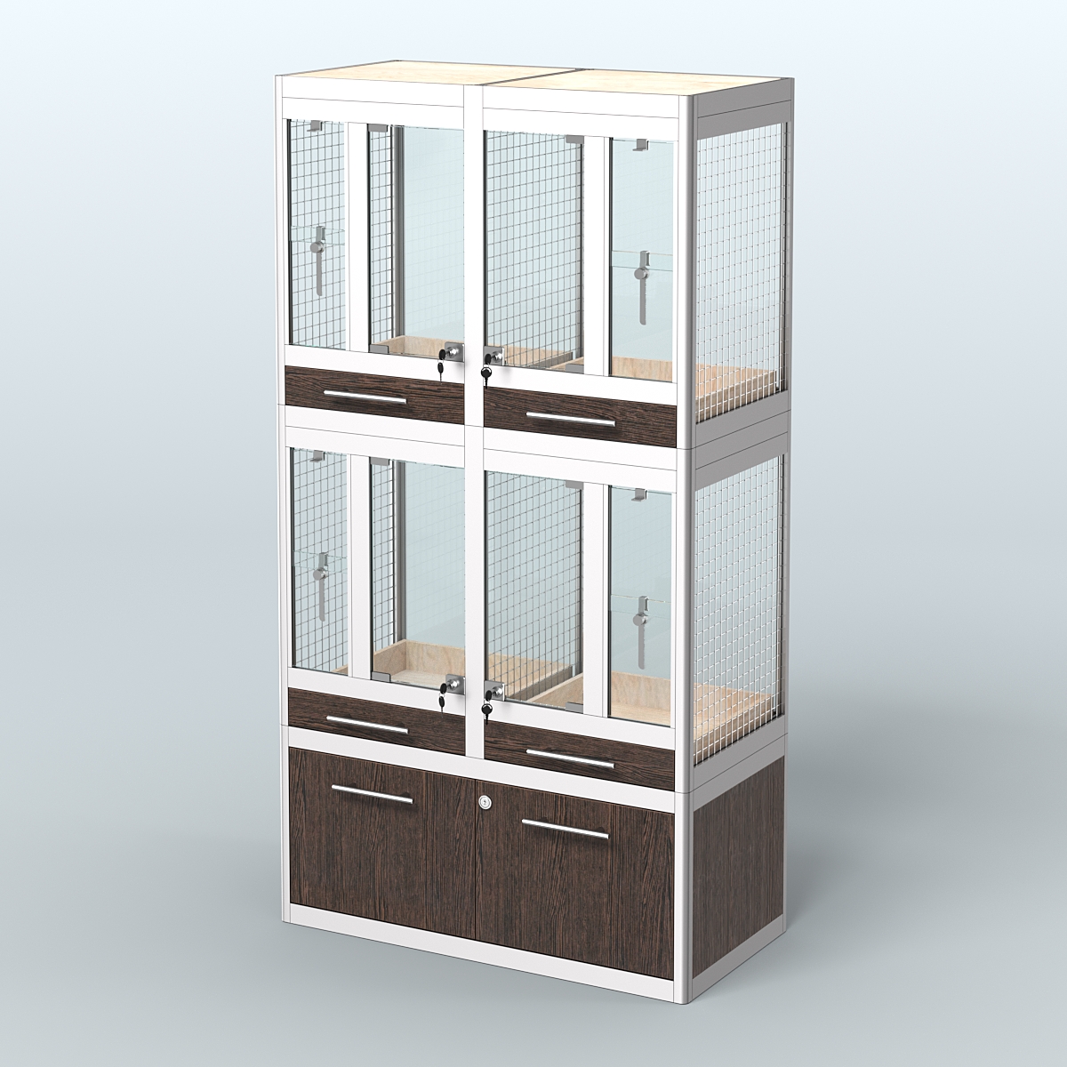 Витрина малая с подсветкой для продажи птиц в зоомагазин серии ЖАКО-С-02 Дуб Венге