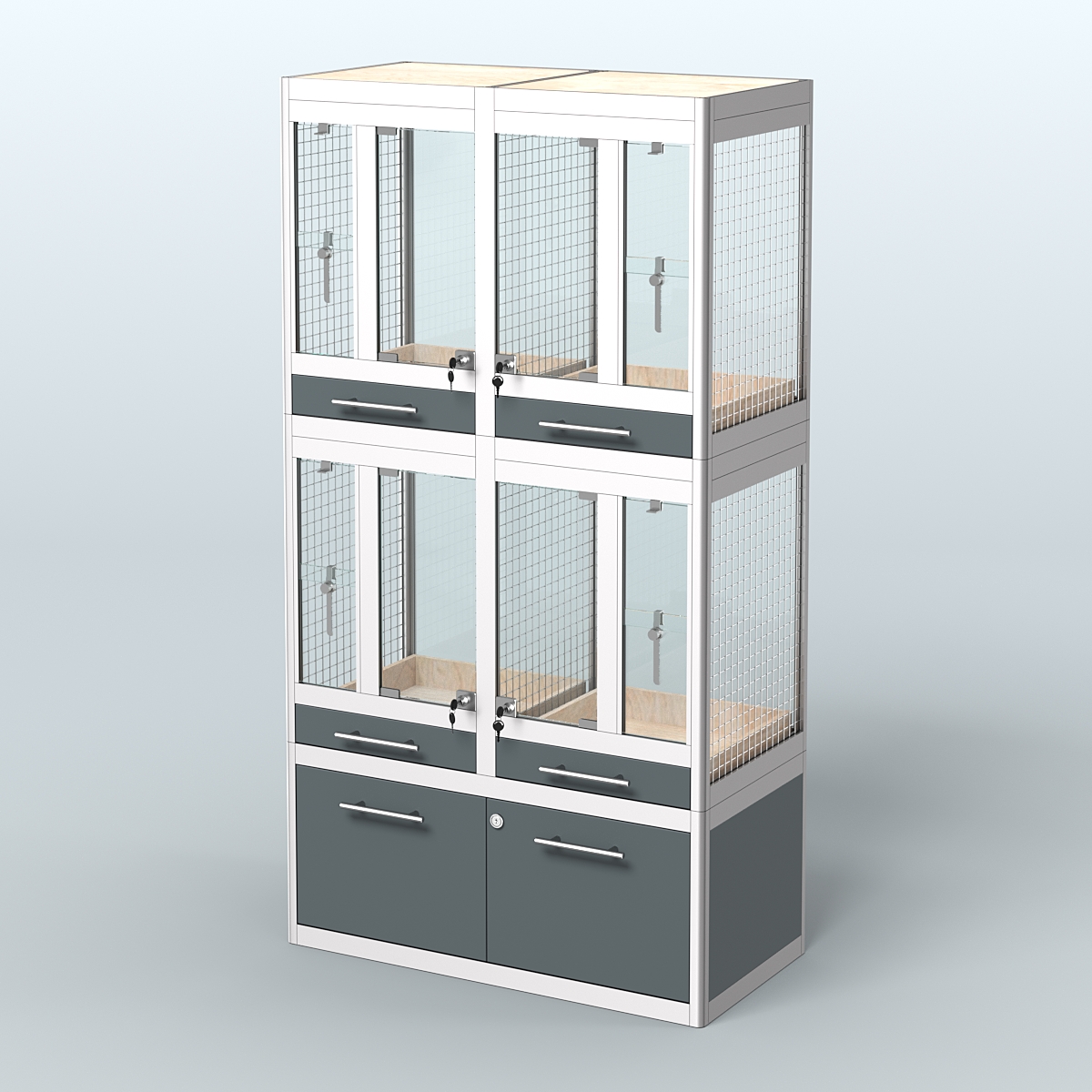 Витрина малая с подсветкой для продажи птиц в зоомагазин серии ЖАКО-С-02 Темно-Серый