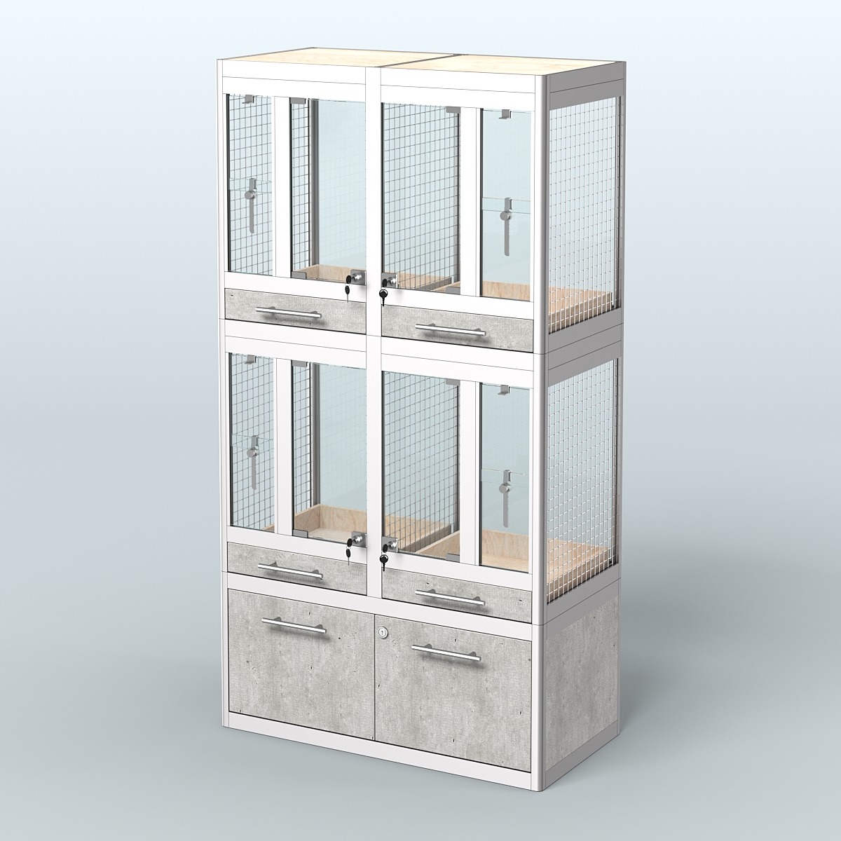 Витрина малая с подсветкой для продажи птиц в зоомагазин серии ЖАКО-С-02 Метрополитан Грей