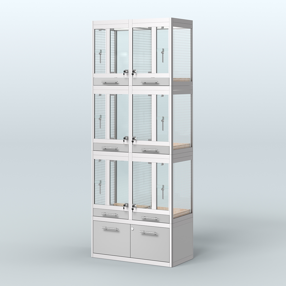 Витрина средняя с подсветкой для продажи птиц в зоомагазин серии ЖАКО-С-03 Серый