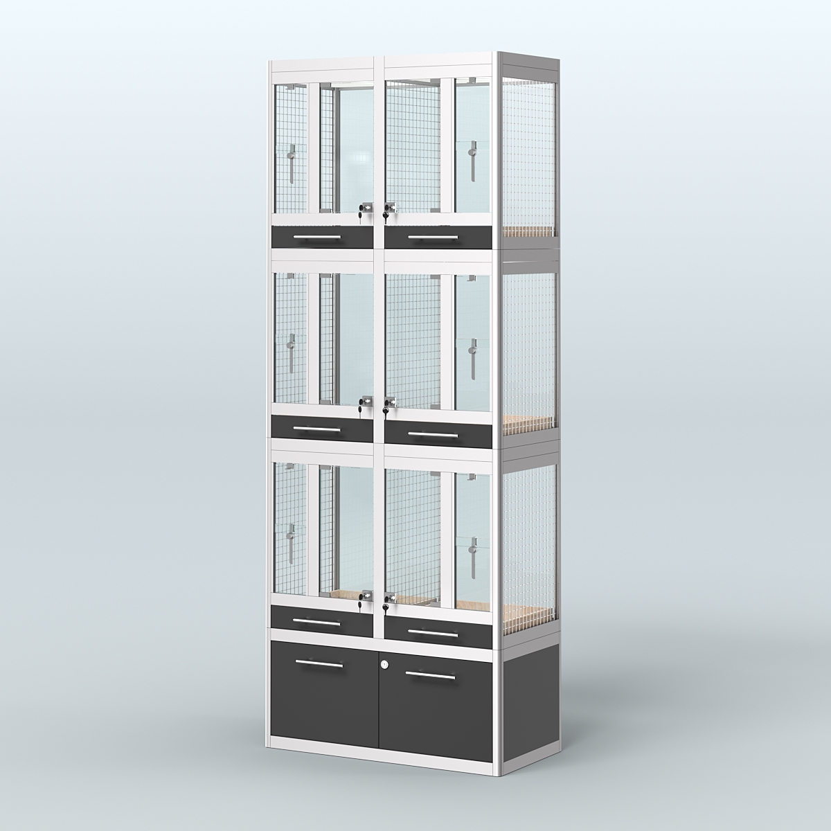 Витрина средняя с подсветкой для продажи птиц в зоомагазин серии ЖАКО-С-03 Черный