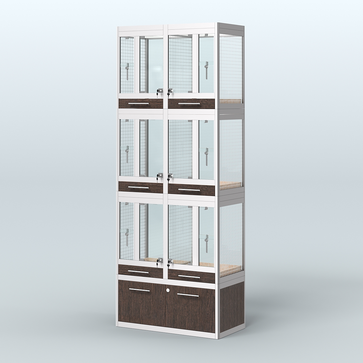 Витрина средняя с подсветкой для продажи птиц в зоомагазин серии ЖАКО-С-03 Дуб Венге