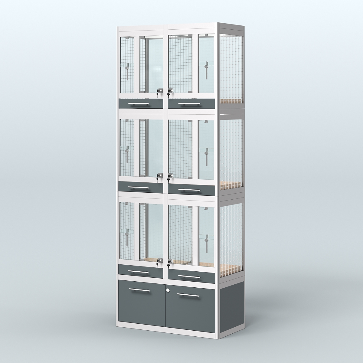 Витрина средняя с подсветкой для продажи птиц в зоомагазин серии ЖАКО-С-03 Темно-Серый