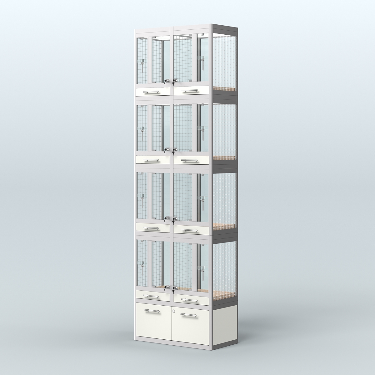 Витрина большая с подсветкой для продажи птиц в зоомагазин серии ЖАКО-С-04 Белый