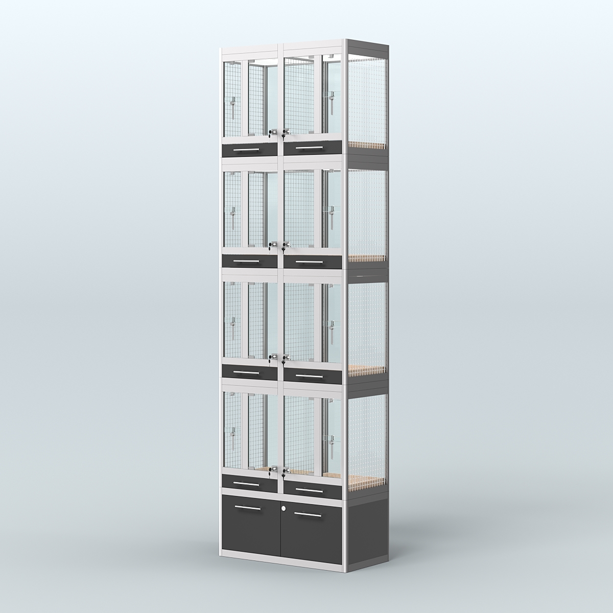 Витрина большая с подсветкой для продажи птиц в зоомагазин серии ЖАКО-С-04 Черный