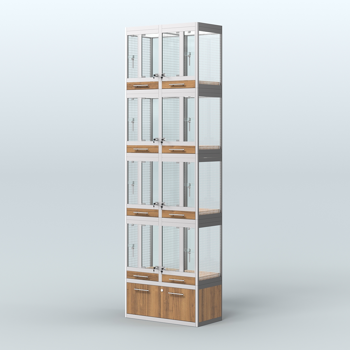 Витрина большая с подсветкой для продажи птиц в зоомагазин серии ЖАКО-С-04 Орех