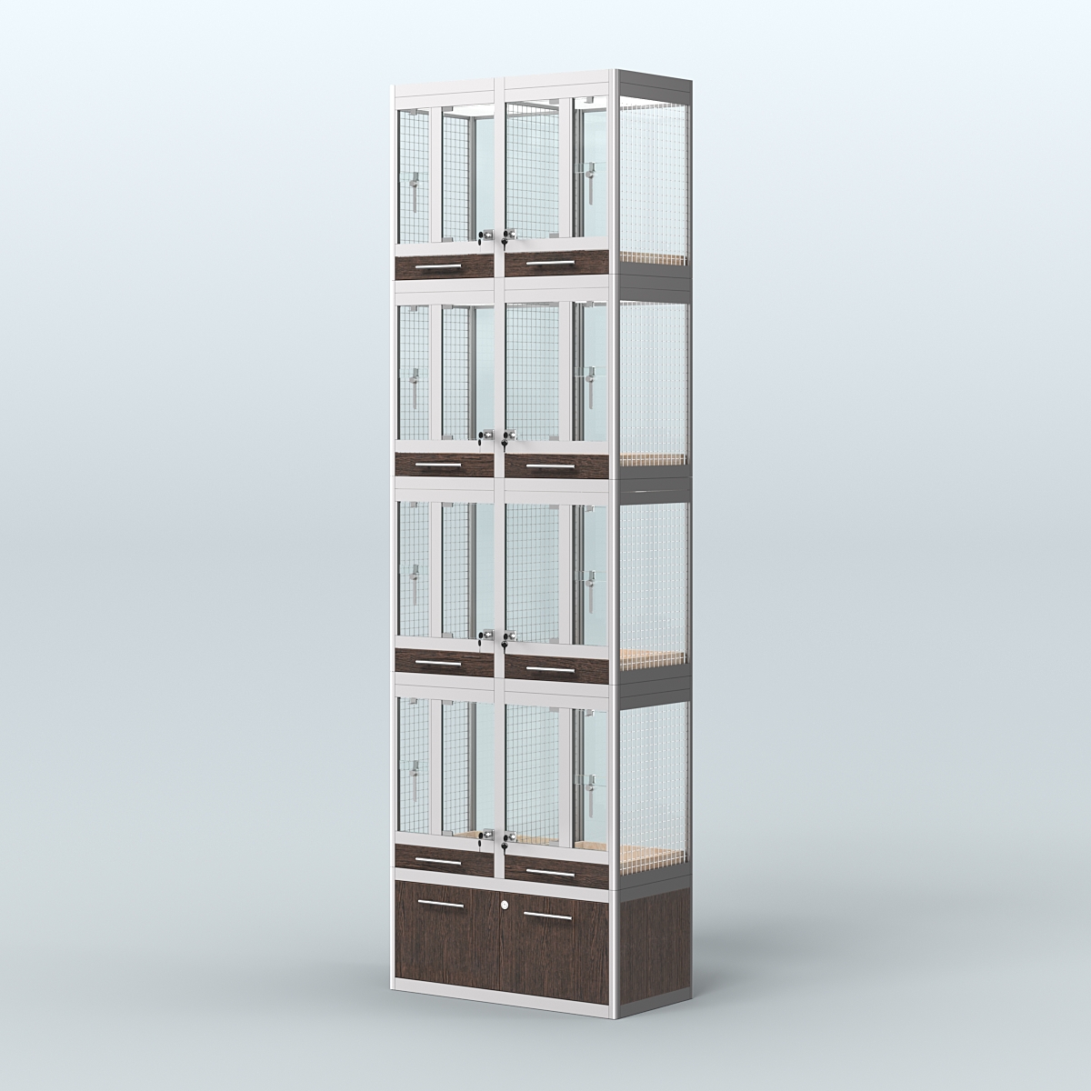 Витрина большая с подсветкой для продажи птиц в зоомагазин серии ЖАКО-С-04 Дуб Венге