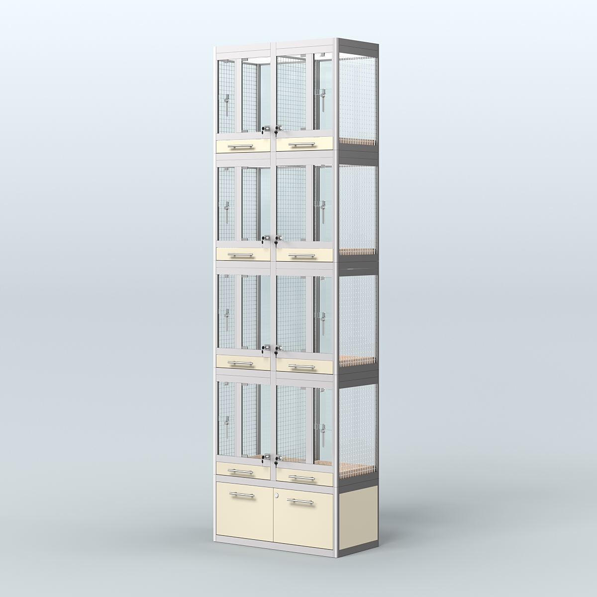 Витрина большая с подсветкой для продажи птиц в зоомагазин серии ЖАКО-С-04 Крем Вайс