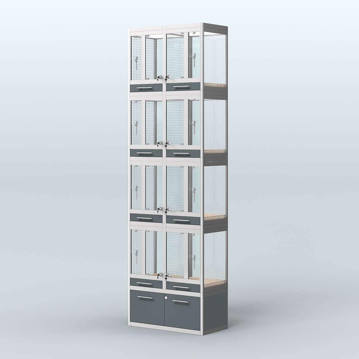 Витрина большая с подсветкой для продажи птиц в зоомагазин серии ЖАКО-С-04 Темно-Серый