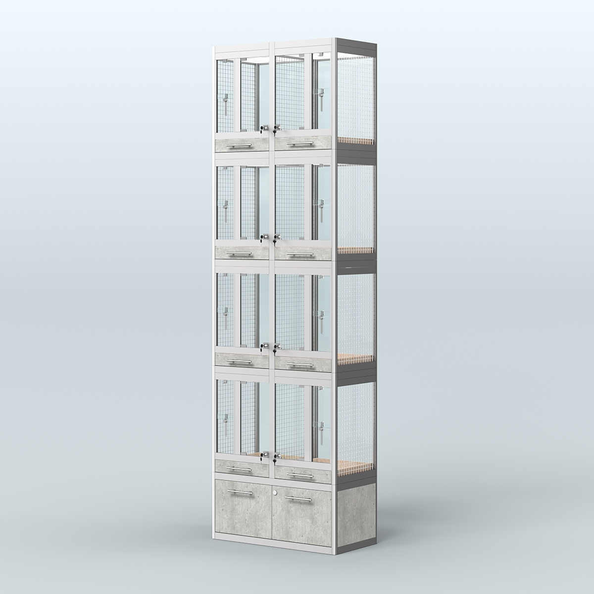 Витрина большая с подсветкой для продажи птиц в зоомагазин серии ЖАКО-С-04 Метрополитан Грей