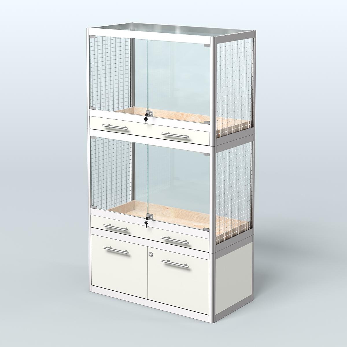 Витрина малая для продажи средних млекопитающих в зоомагазин серии КУНЬИ-02 Белый