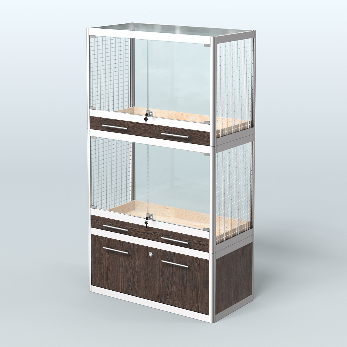 Витрина малая для продажи средних млекопитающих в зоомагазин серии КУНЬИ-02 Дуб Венге