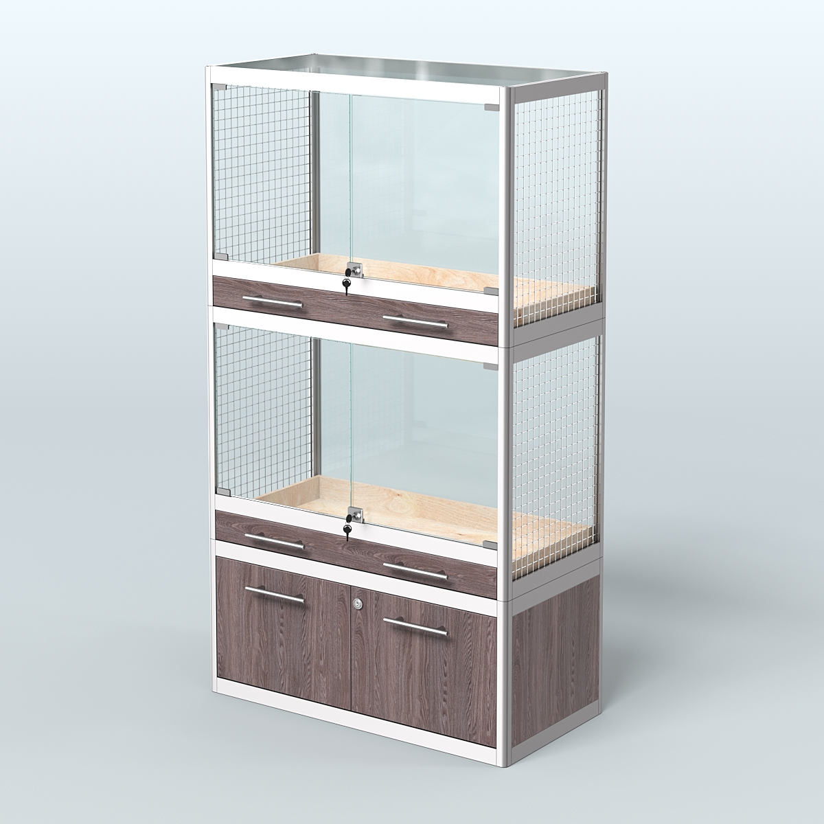 Витрина малая для продажи средних млекопитающих в зоомагазин серии КУНЬИ-02 Ясень Анкор темный