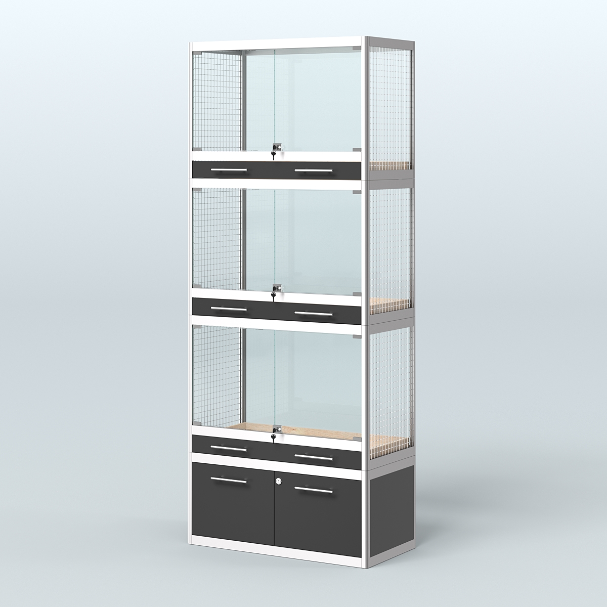 Витрина средняя для продажи средних млекопитающих в зоомагазин серии КУНЬИ-03 Черный