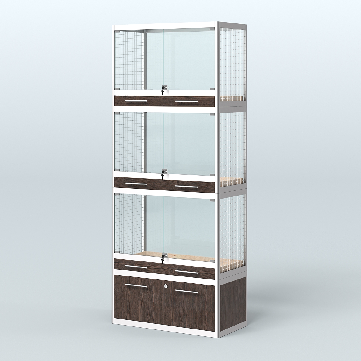 Витрина средняя для продажи средних млекопитающих в зоомагазин серии КУНЬИ-03 Дуб Венге