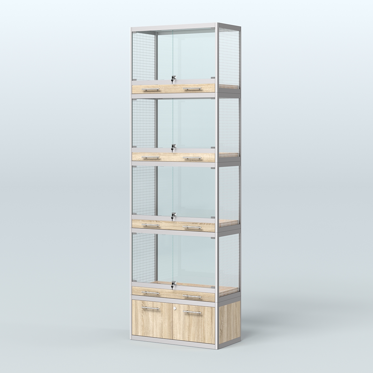 Витрина большая для продажи средних млекопитающих в зоомагазин серии КУНЬИ-04 Дуб сонома