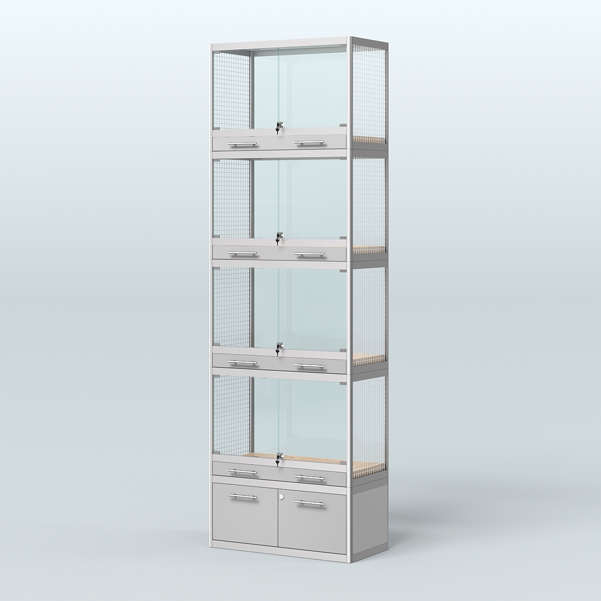 Витрина большая для продажи средних млекопитающих в зоомагазин серии КУНЬИ-04 Серый