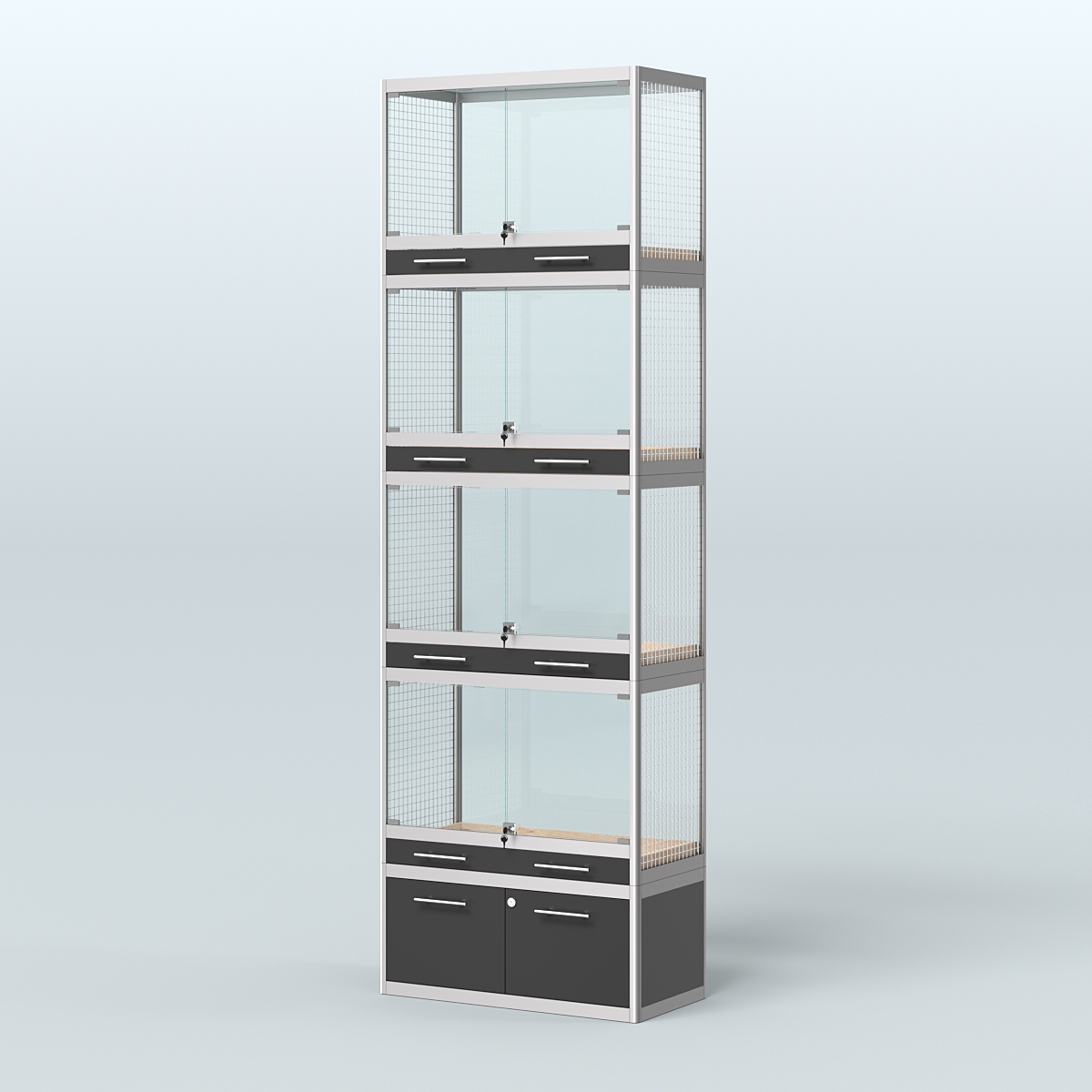 Витрина большая для продажи средних млекопитающих в зоомагазин серии КУНЬИ-04 Черный