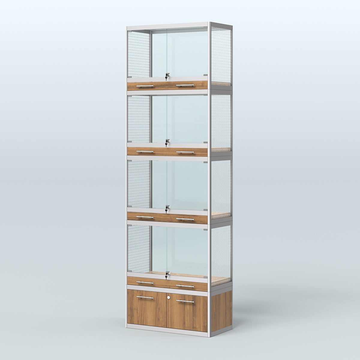 Витрина большая для продажи средних млекопитающих в зоомагазин серии КУНЬИ-04 Орех