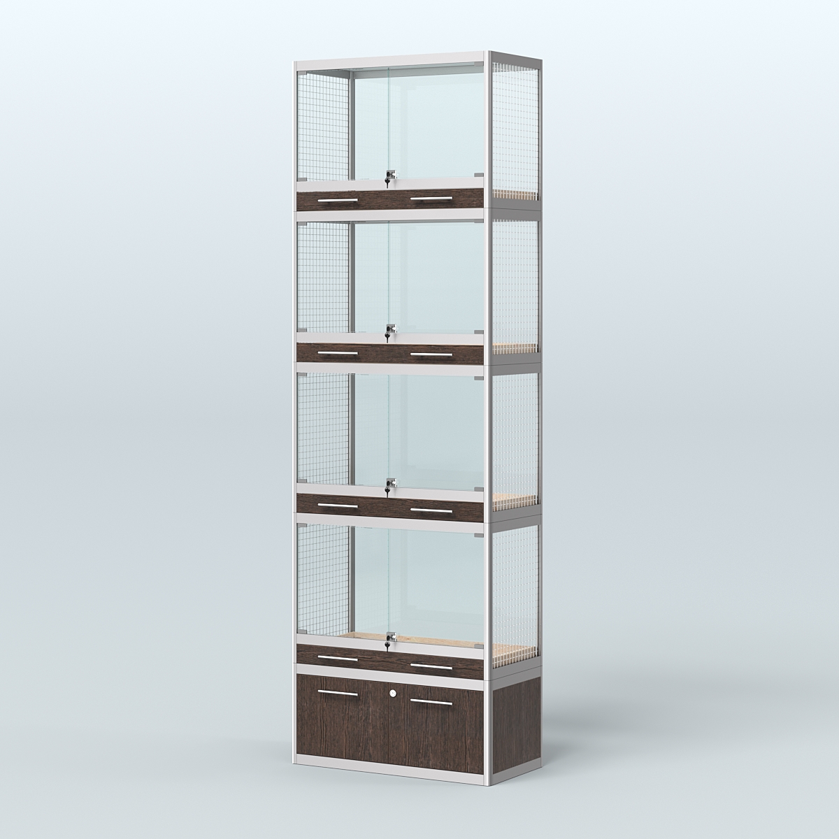 Витрина большая для продажи средних млекопитающих в зоомагазин серии КУНЬИ-04 Дуб Венге