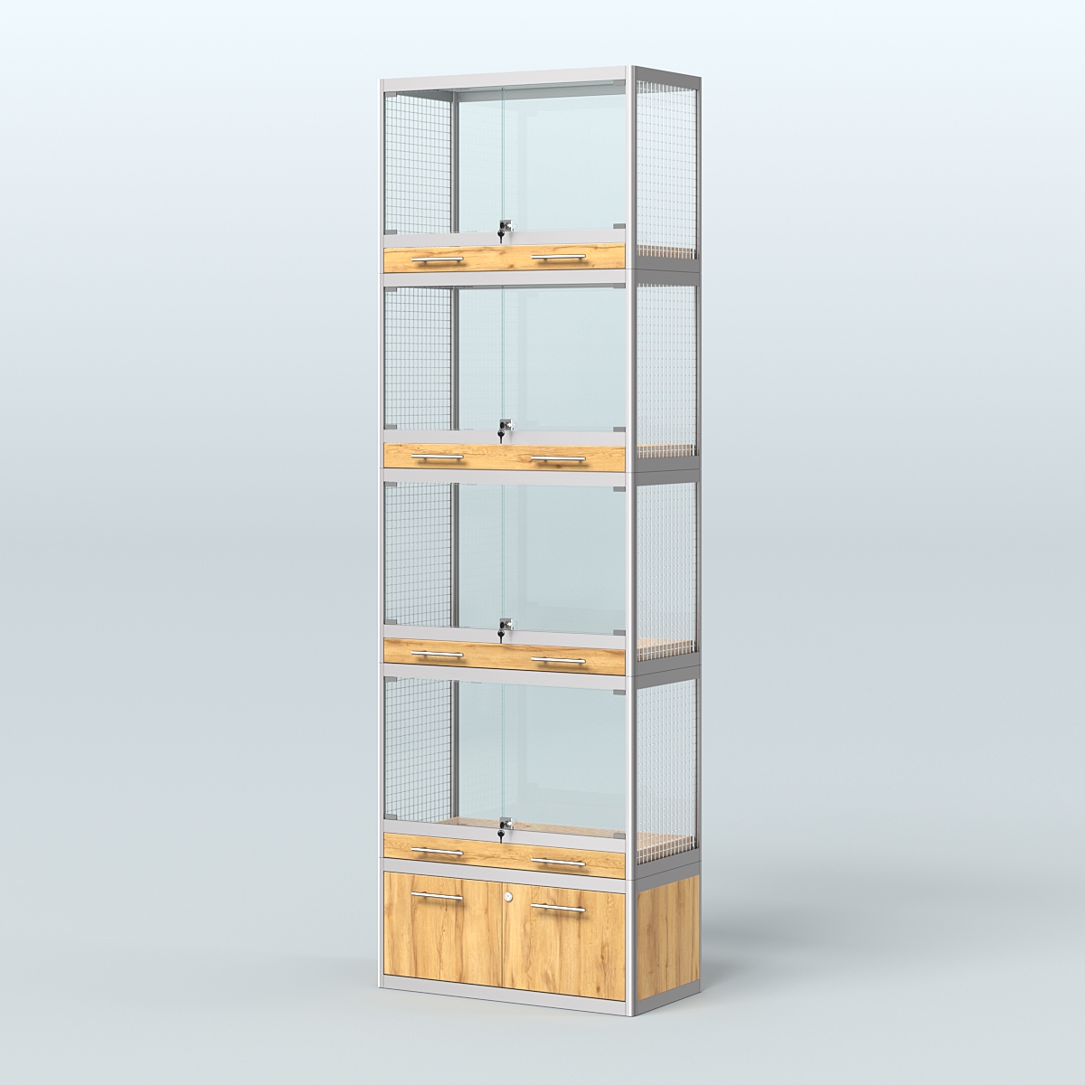 Витрина большая для продажи средних млекопитающих в зоомагазин серии КУНЬИ-04 Дуб Золотистый