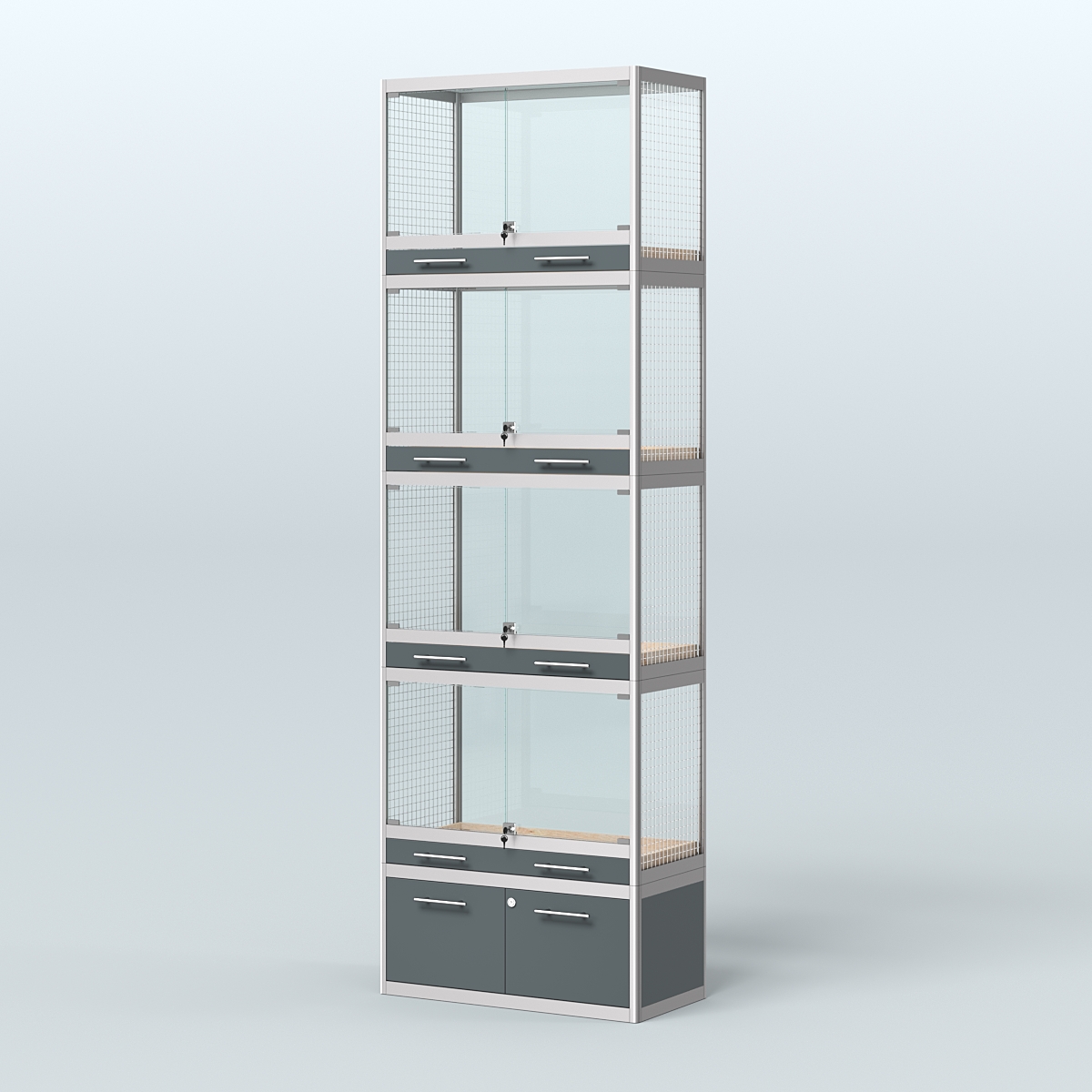 Витрина большая для продажи средних млекопитающих в зоомагазин серии КУНЬИ-04 Темно-Серый