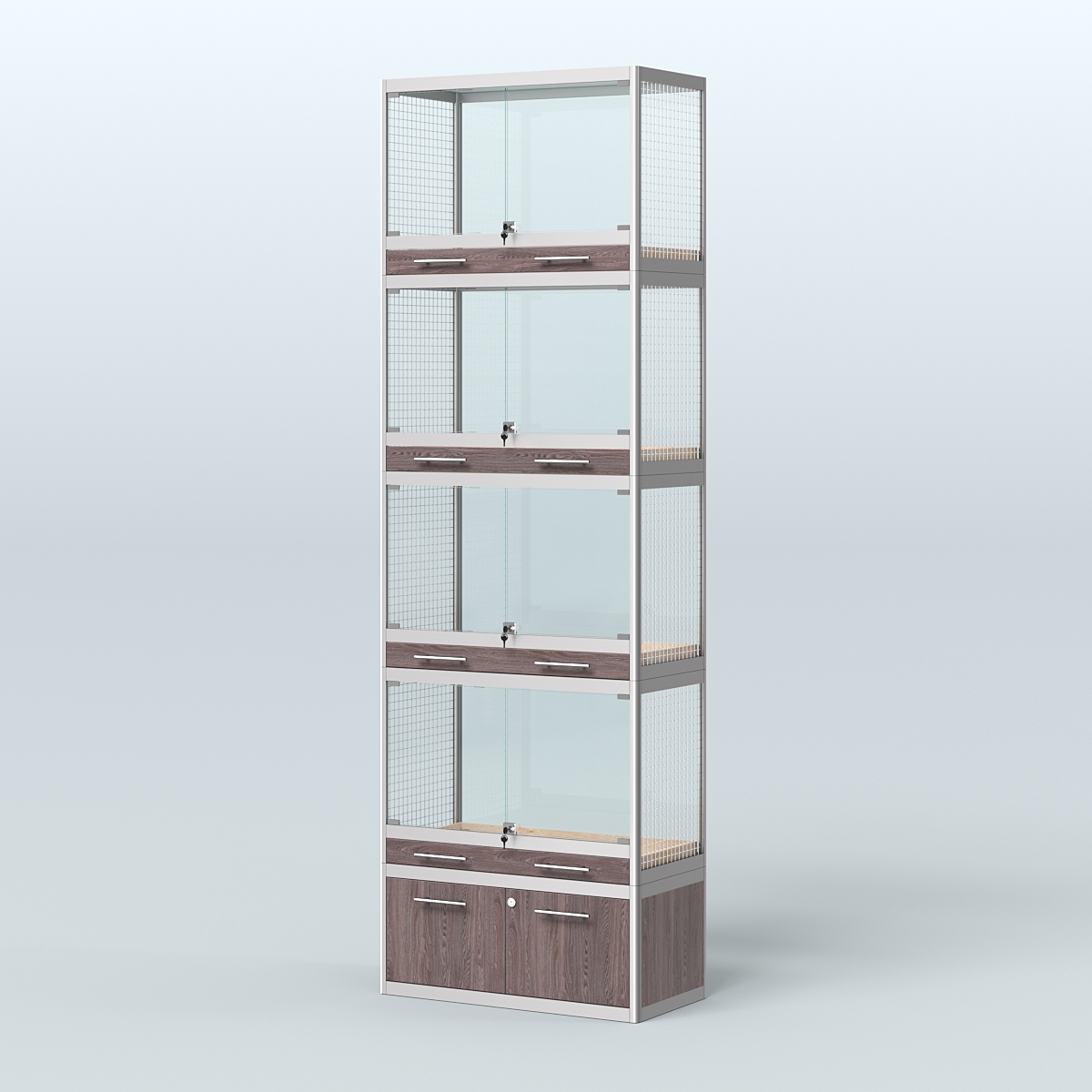 Витрина большая для продажи средних млекопитающих в зоомагазин серии КУНЬИ-04 Ясень Анкор темный